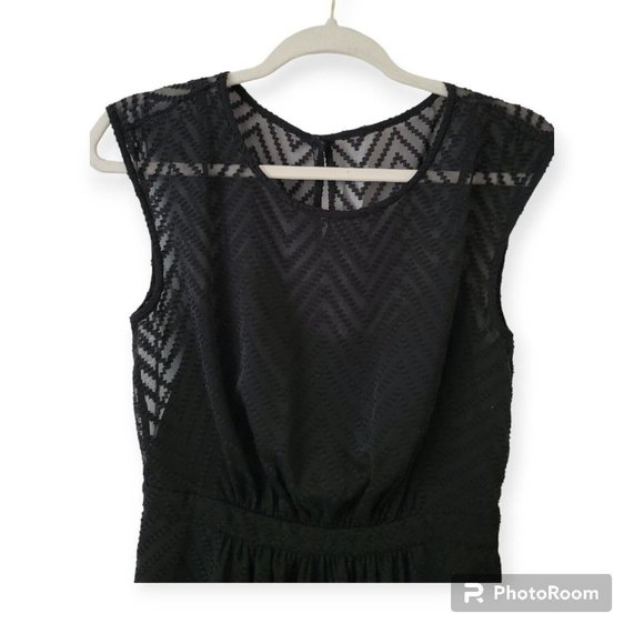 J Crew Womens A lined Black Sheer Chevron Print Dress Fully Lined Size 4 - Picture 4 of 5